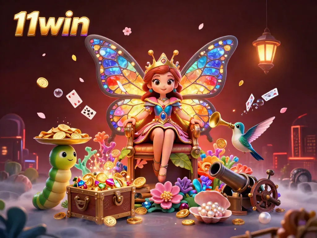 Experience thrilling gaming adventures at 11win with this vibrant 3D casino illustration, showcasing exciting elements.