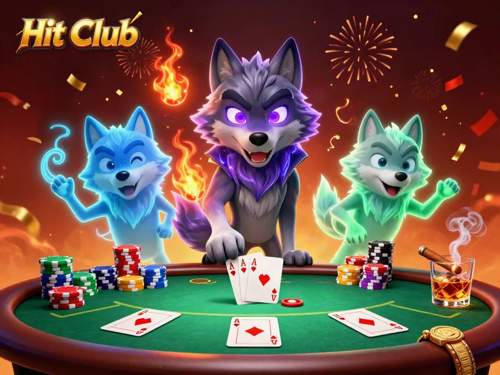 Experience thrilling wins at Hit Club with vibrant poker action and dynamic characters.