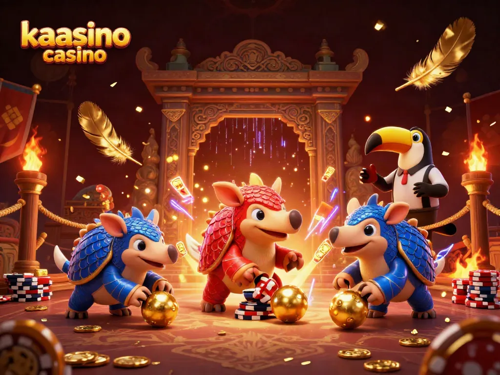 Kaasino casino rivals clash over golden poker chips in an immersive gaming environment.